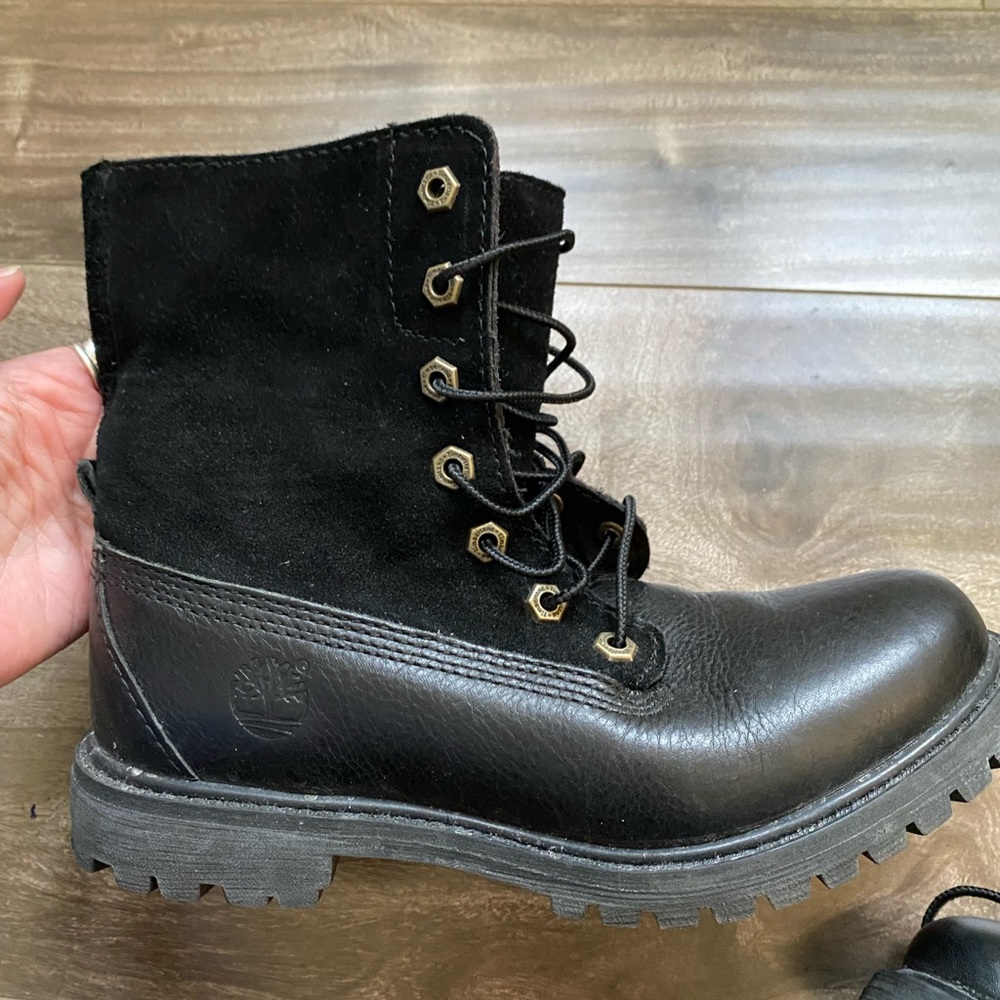 Timberland Black Leather and Suede Boots